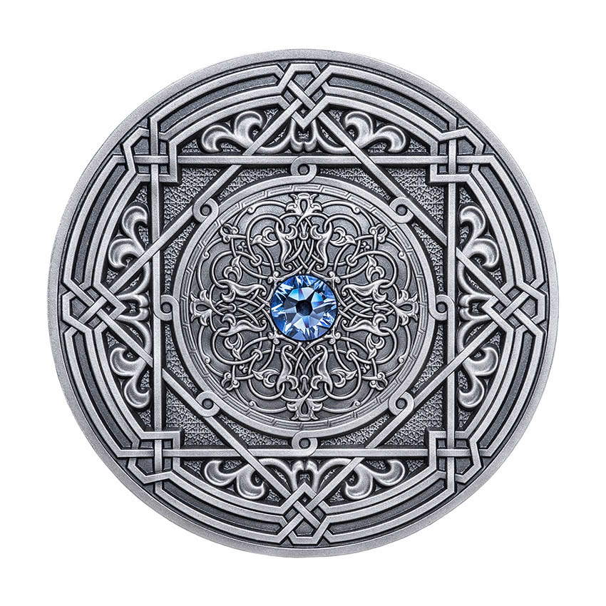 Fiji 10 Dollars 2018 Silver 999. 3oz Antique Finish MANDALA ART IV "Moresque"