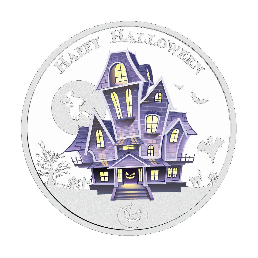 Niue 1 Dollar 2016 Silver 999. 1oz - Halloween Glow-in-the-dark "Hauted Hause"