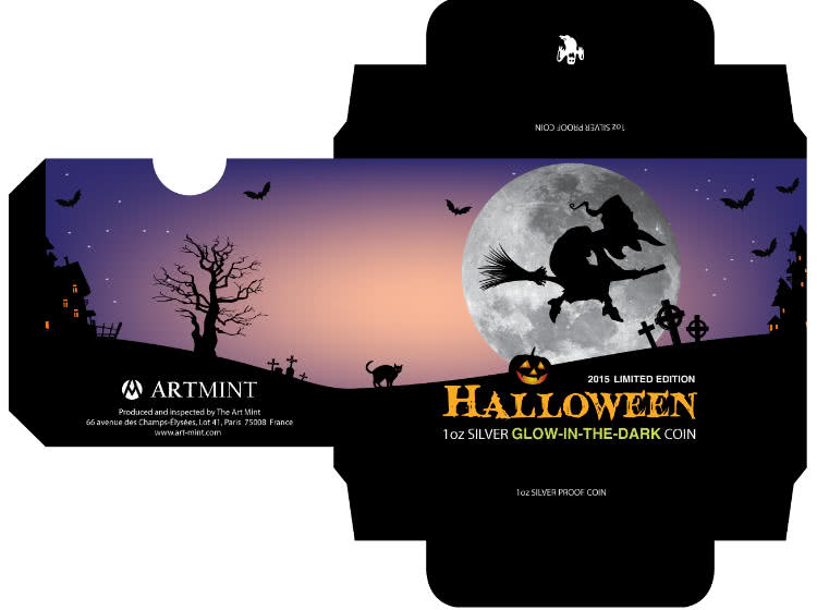 Niue 1 Dollar 2015 Silver 999. 1oz - Halloween Glow-in-the-dark "The witch" - Image 6