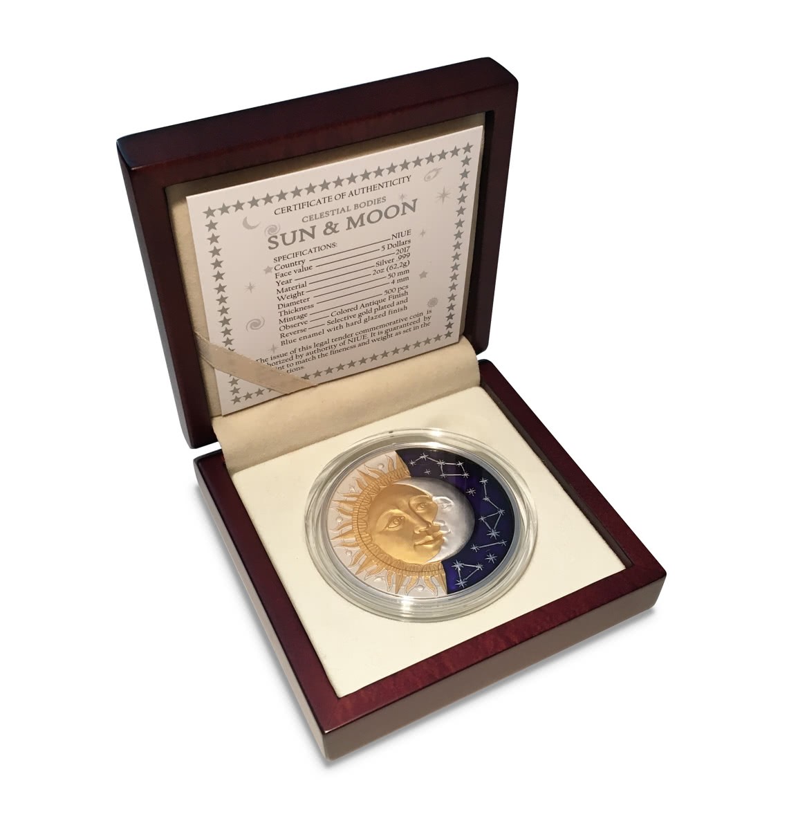 Niue 5$ 2017 Silver AF 999. 2oz "SUN & MOON" - Image 5