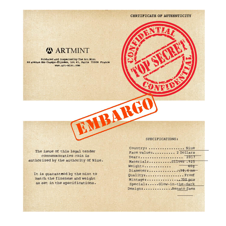 Niue 2$ 2017 Silver 925. 40g Proof-like "UFO - ROSWELL 70th Anniversary" - Image 10