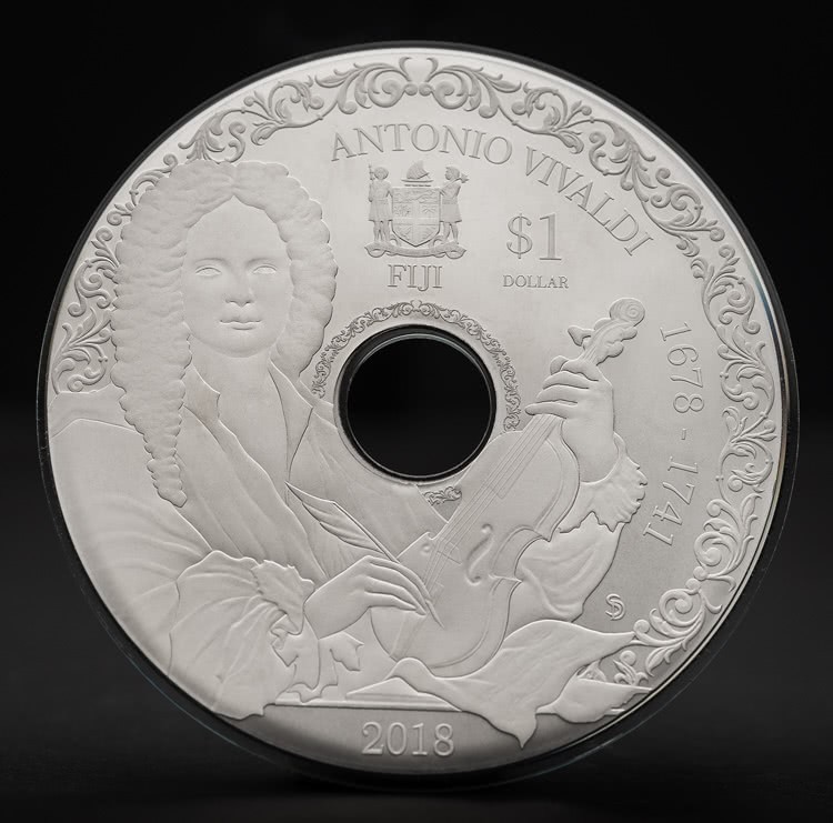 FIJI 1$ 2018 Silver Ø78mm playable CD COIN :: Antonio Vivaldi - Image 3