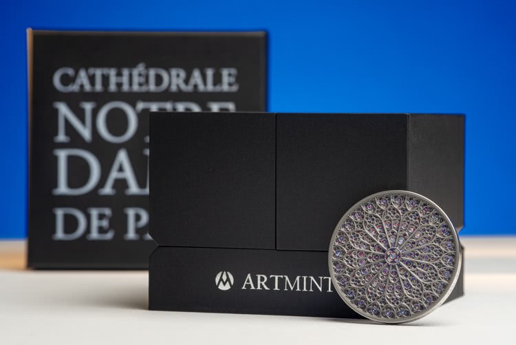 Fiji 10$ 2019 Silver 999. 3oz AF : MANDALA ART color :: special edition "Notre Dame" - Image 7