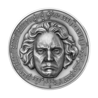 Cameroon 3000 FR 2020 Silver 999. 3oz AF :: BEETHOVEN 250th Anniversary :: w/ true face 3D relief and genuine Diamond