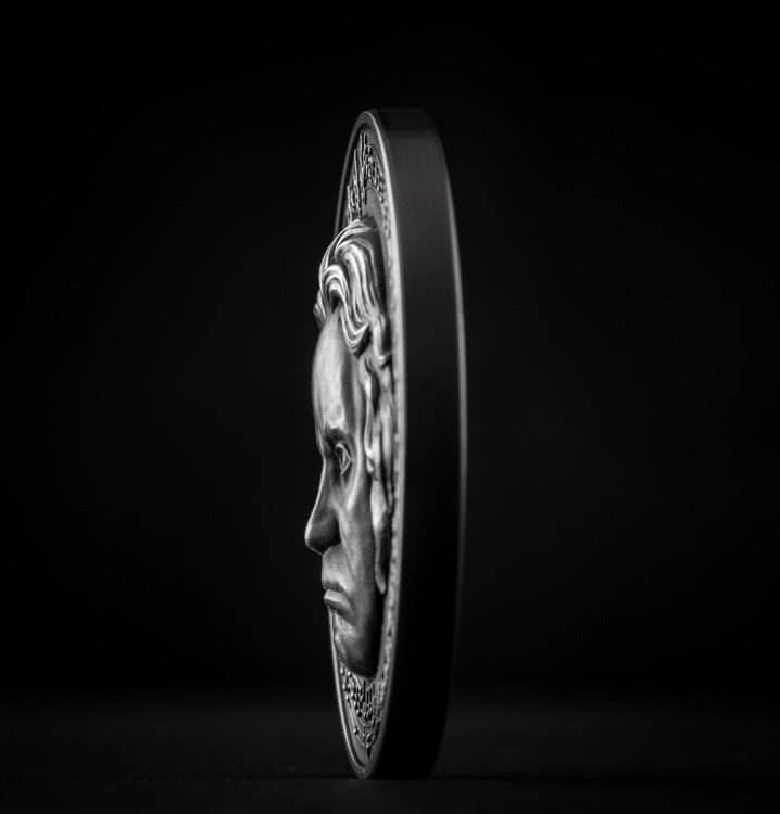 Cameroon 3000 FR 2020 Silver 999. 3oz AF :: BEETHOVEN 250th Anniversary :: w/ true face 3D relief and genuine Diamond - Image 3