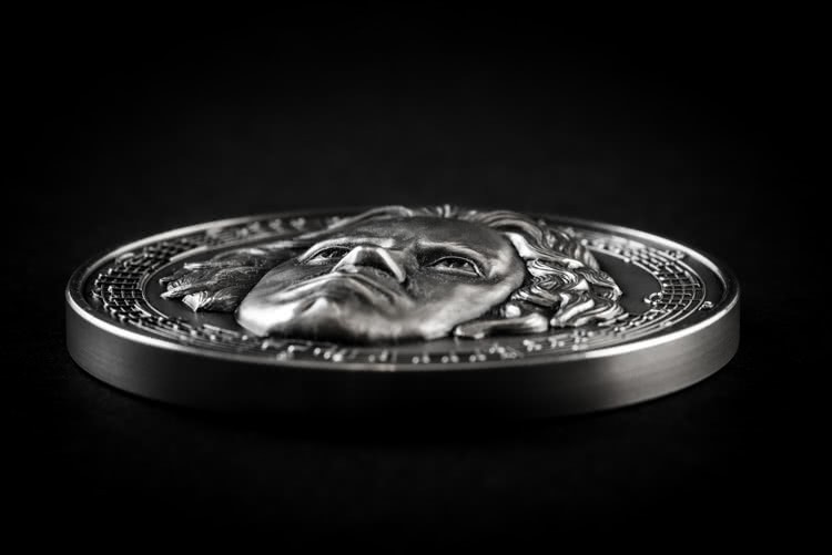 Cameroon 3000 FR 2020 Silver 999. 3oz AF :: BEETHOVEN 250th Anniversary :: w/ true face 3D relief and genuine Diamond - Image 5