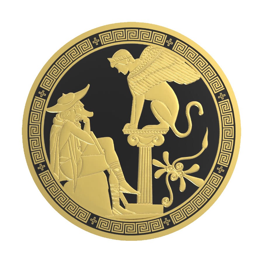 Greek Myths I "Oedipus and Sphinx" 2016 Silver 999. 2oz