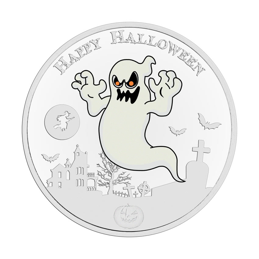 Niue 1 Dollar 2017 Silver 999. 1oz - Halloween Glow-in-the-dark "Ghost"
