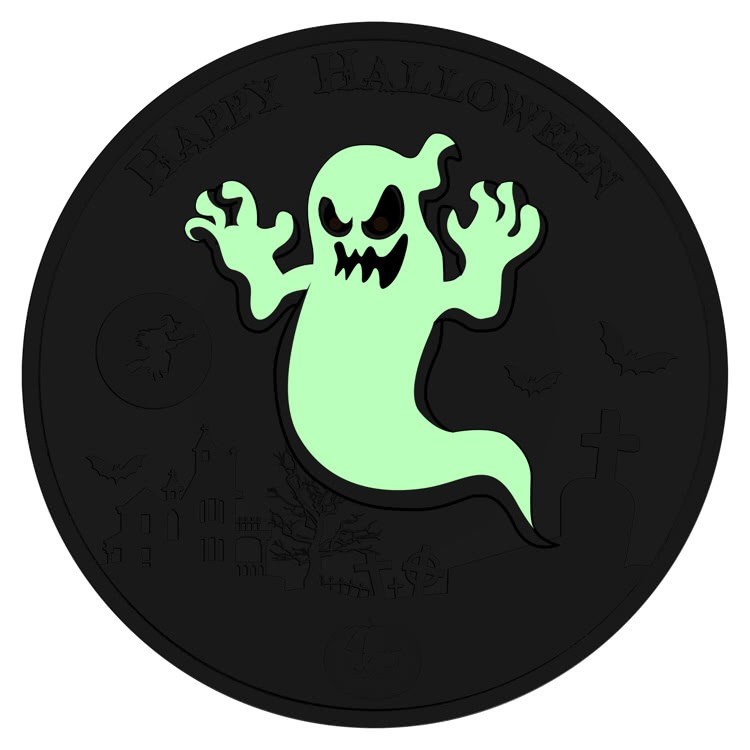 Niue 1 Dollar 2017 Silver 999. 1oz - Halloween Glow-in-the-dark "Ghost" - Image 3