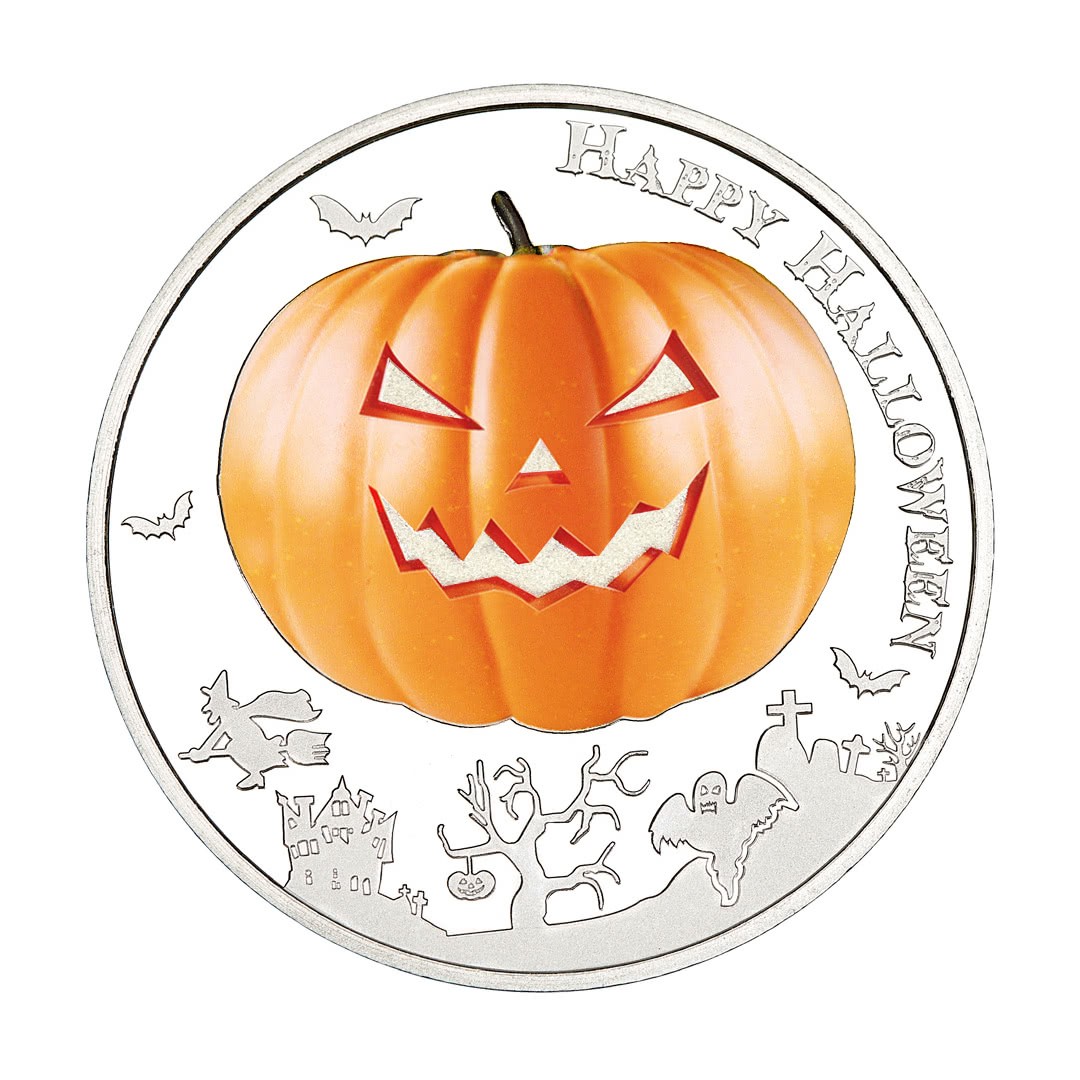 Niue 1 Dollar 2014 Silver 999. 1oz - Halloween Glow-in-the-dark Pumpkin