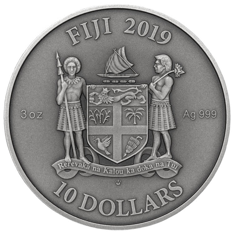 Fiji 10 Dollars 2019 Silver 999. 3oz Antique Finish MANDALA ART V "Gothic" - Image 2