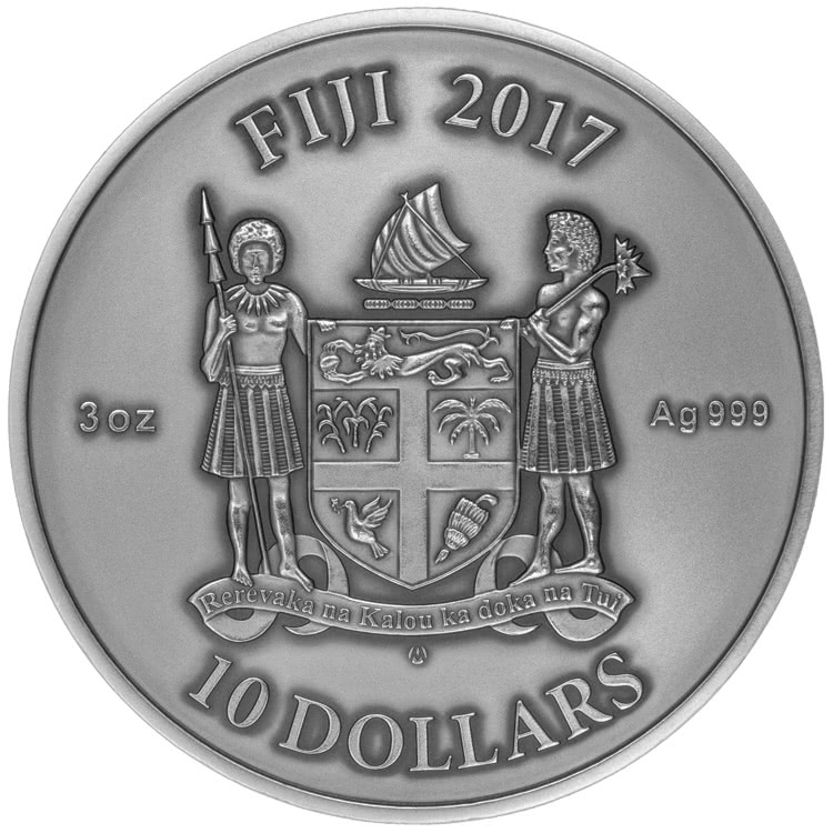 Fiji 10 Dollars 2017 Silver 999. 3oz Antique Finish MANDALA ART III "Chinese" - Image 2