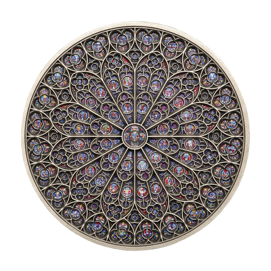 Fiji 10$ 2019 Silver 999. 3oz AF : MANDALA ART color :: special edition "Notre Dame"