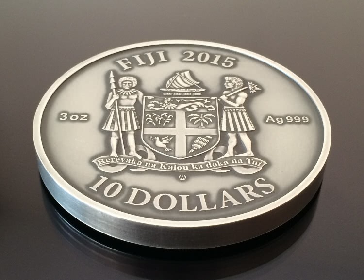 Fiji 10 Dollars 2015 Silver 999. 3oz Antique Finish MANDALA ART I "Kalachakra" - Image 5