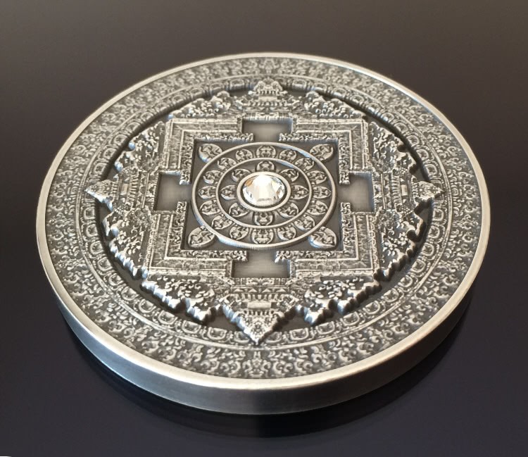 Fiji 10 Dollars 2015 Silver 999. 3oz Antique Finish MANDALA ART I "Kalachakra" - Image 4