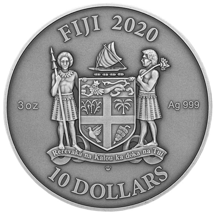 Fiji 10 Dollars 2020 Silver 999. 3oz Antique Finish MANDALA ART VI "Persian" - Image 2