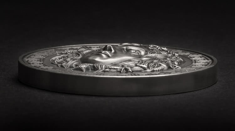 Cameroon 3000 FR 2019 Silver 999. 3oz Antique Finish MEDUSA 3D high relief with Diamond eyes - Image 7