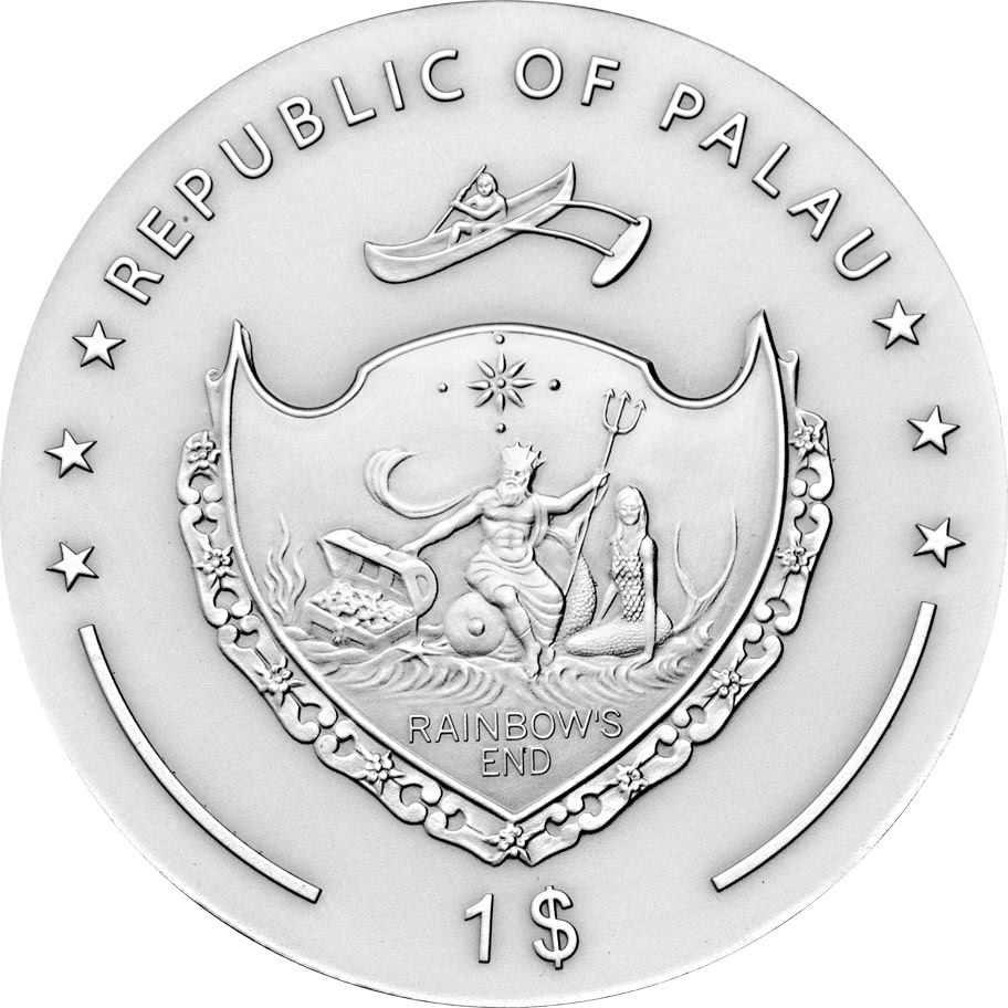 Palau 1 Dollar 2013 KNIGHTS TEMPLAR coin Silver plated Antique Finish - Image 2