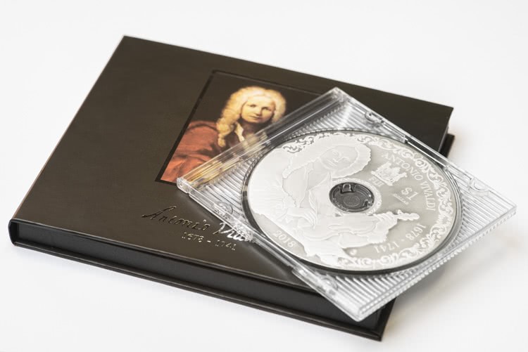 FIJI 1$ 2018 Silver Ø78mm playable CD COIN :: Antonio Vivaldi - Image 4