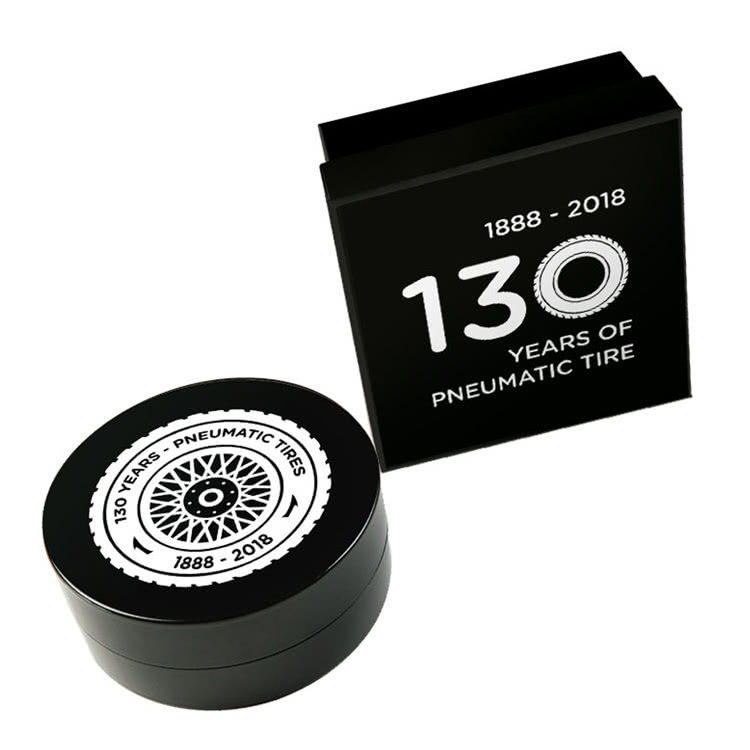 Niue 5$ 2018 Silver 999. 65g Ø40mm Antique Finish :: WHEEL coin with Rubber tire - Image 7