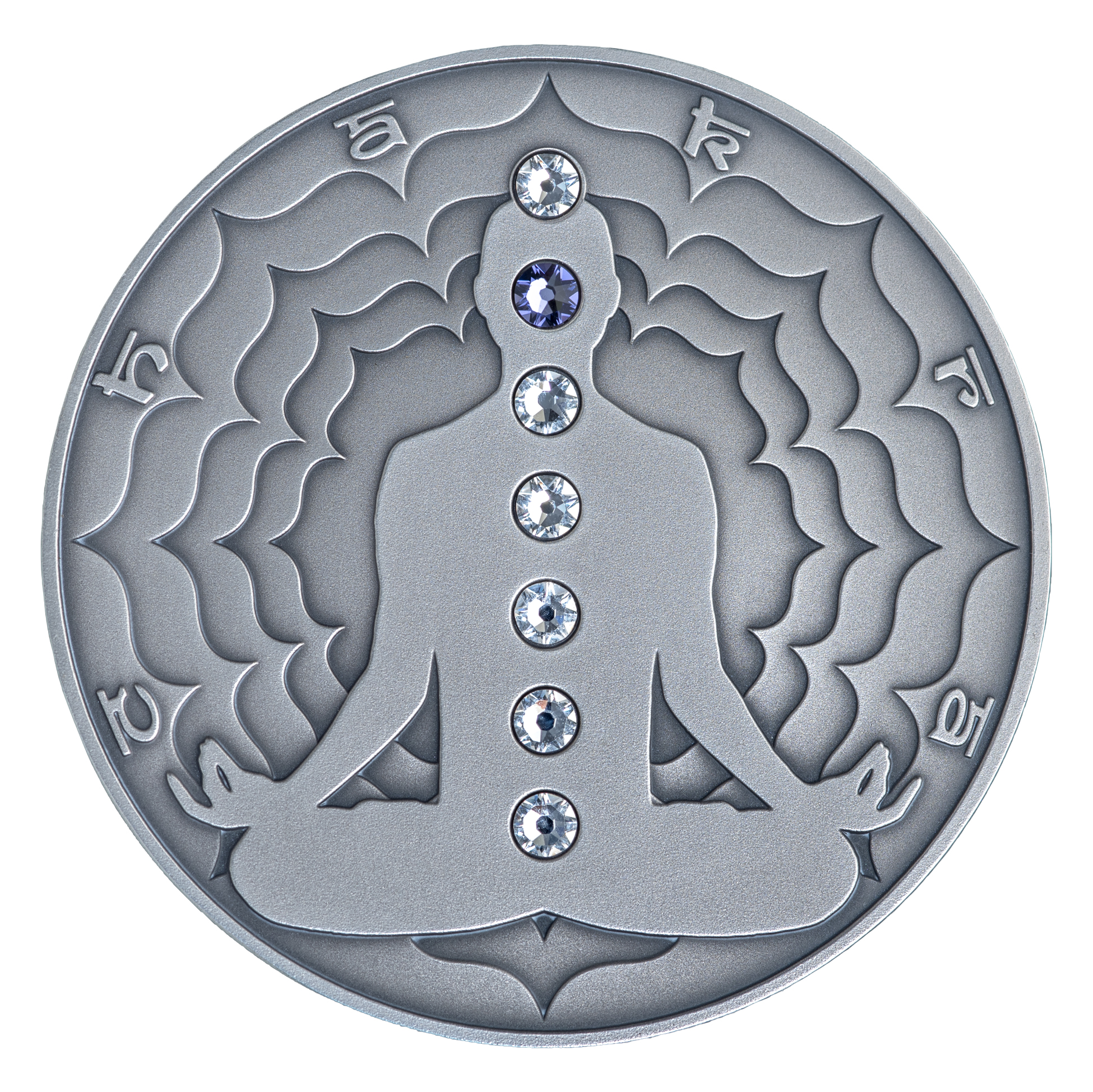 Cameroon 2000 FR 2020 Silver 999. 2oz AF :: The Seven Chakras :: AJNA