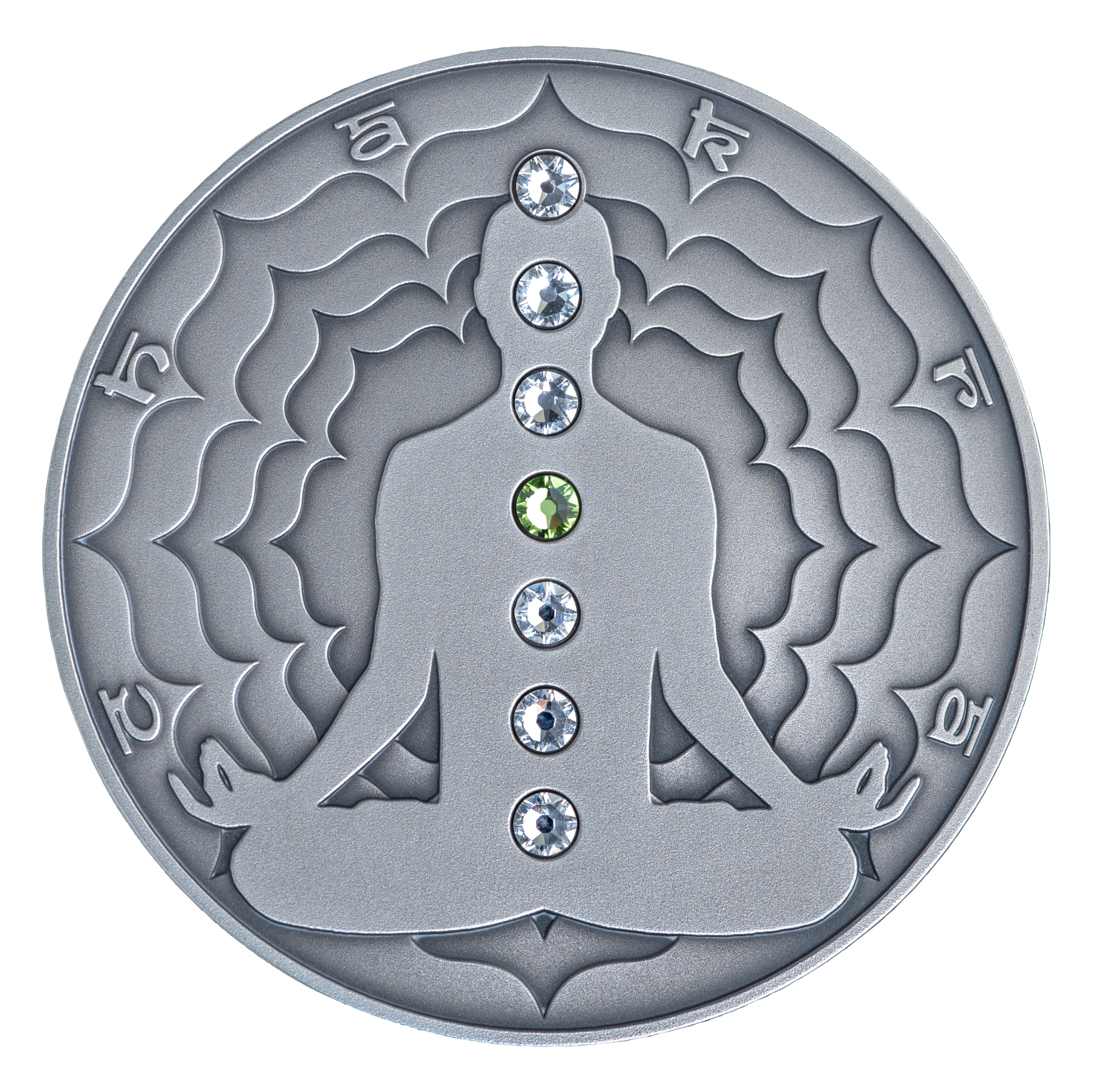 Cameroon 2000 FR 2020 Silver 999. 2oz AF :: The Seven Chakras :: ANAHATA