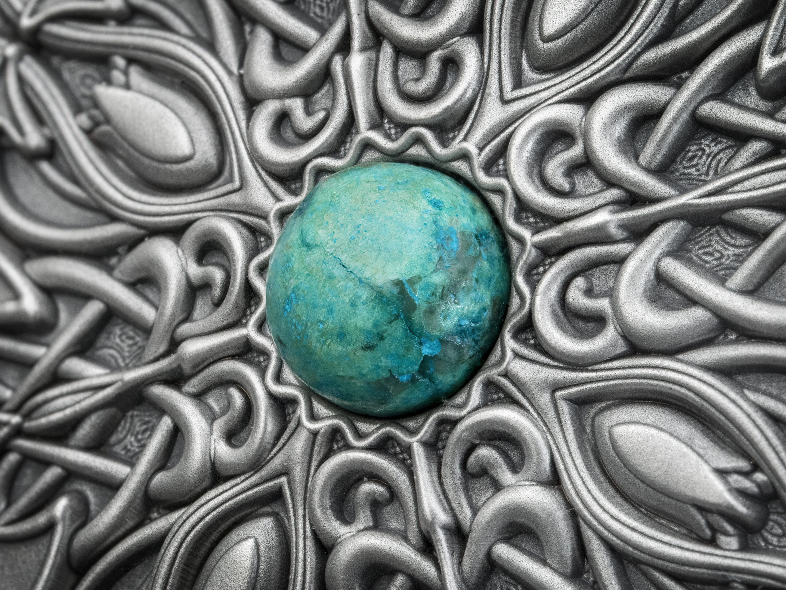 Fiji 10 Dollars 2022 Silver 999. 3oz Antique Finish MANDALA ART VIII "Art nouveau" - Image 4