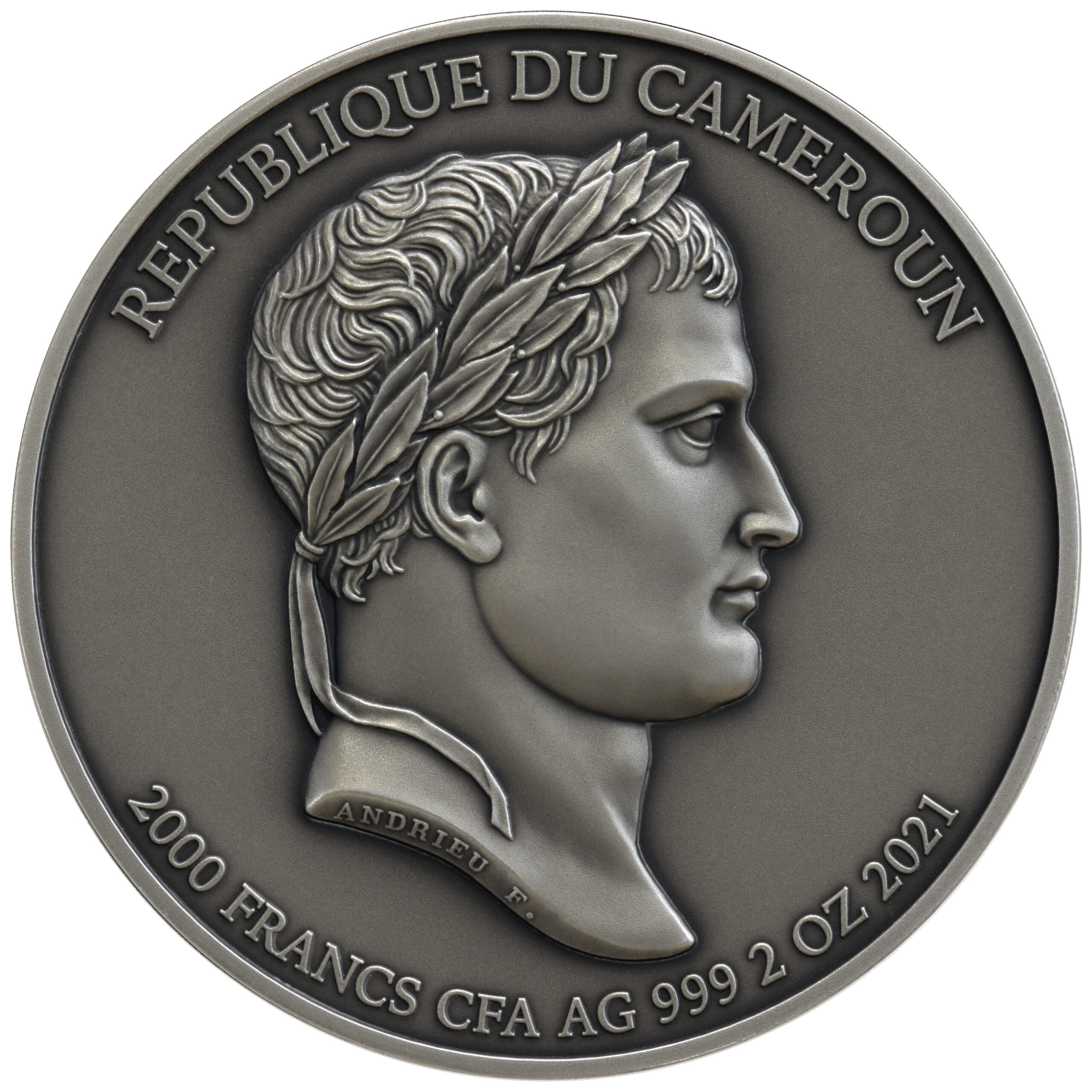 Cameroon 2000 FR 2020 Silver 999. 2oz AF :: NAPOLEON BONAPARTE 200th Anniversary of the death - Image 2
