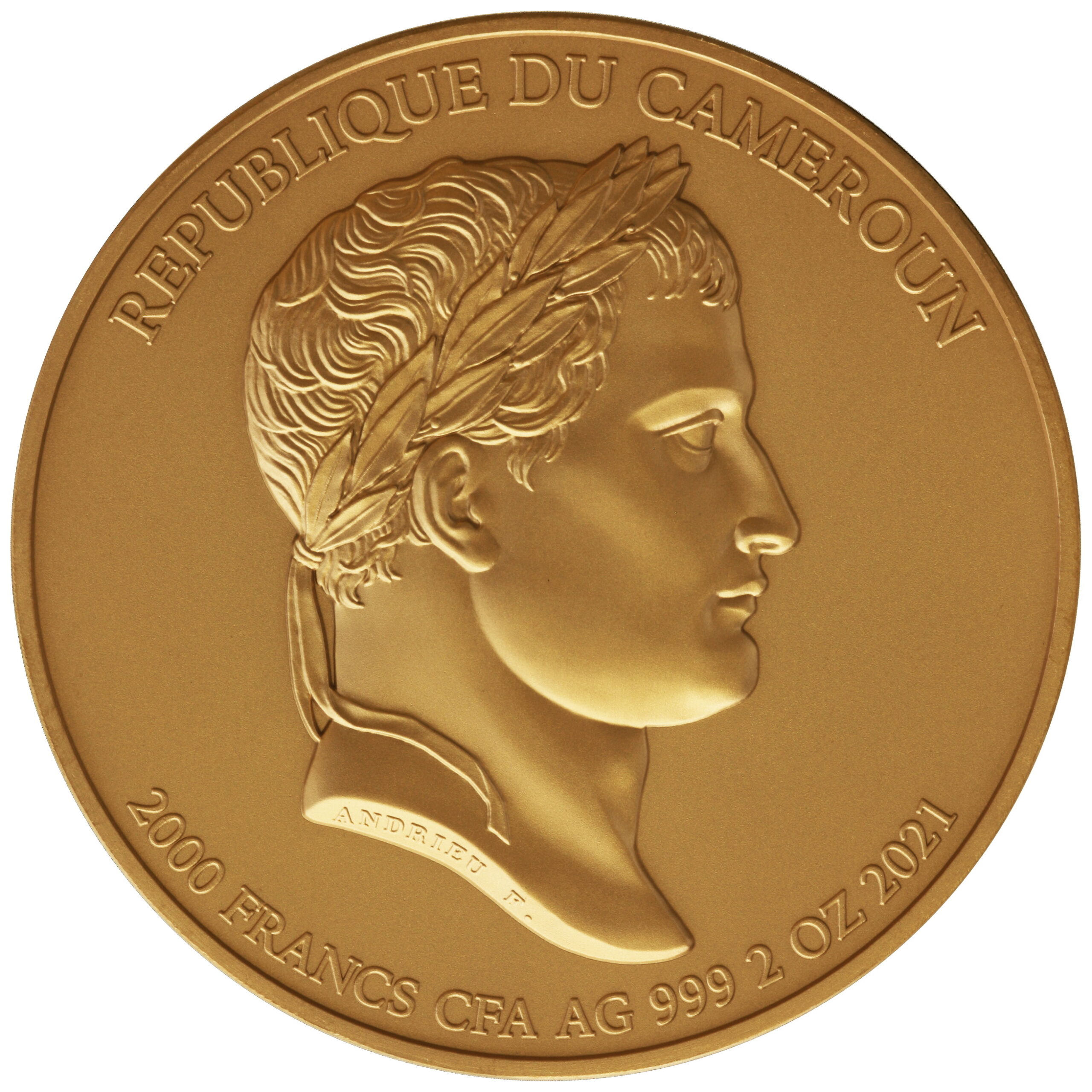 Cameroon 2000 FR 2020 Silver 999. 2oz GOLD VERSION :: NAPOLEON BONAPARTE 200th Anniversary of the death - Image 2